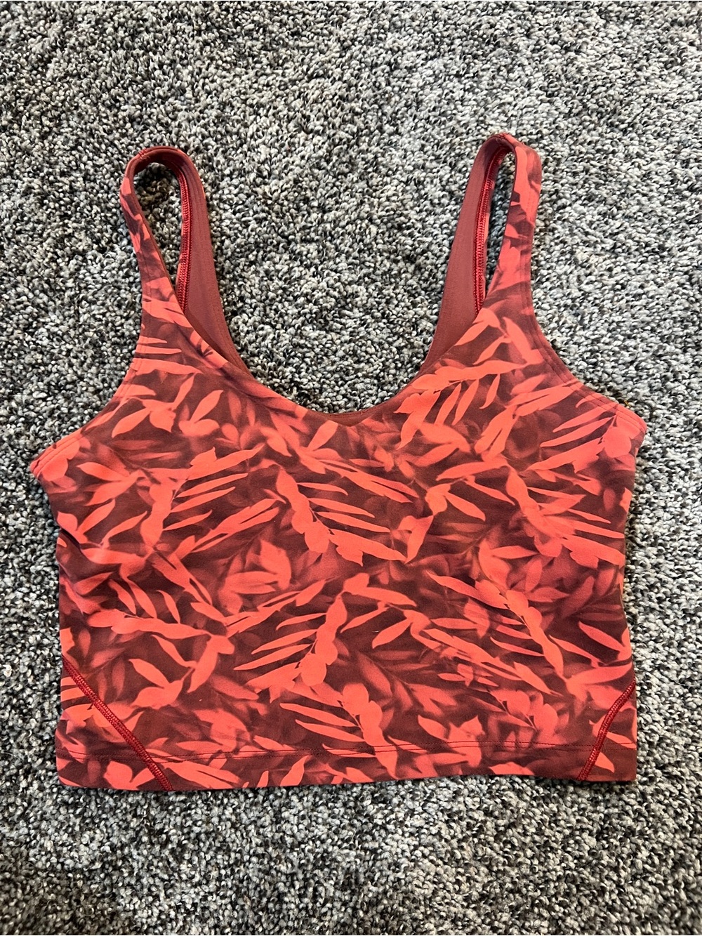 Lululemon - long line Red Leaf-Print Sport Bra